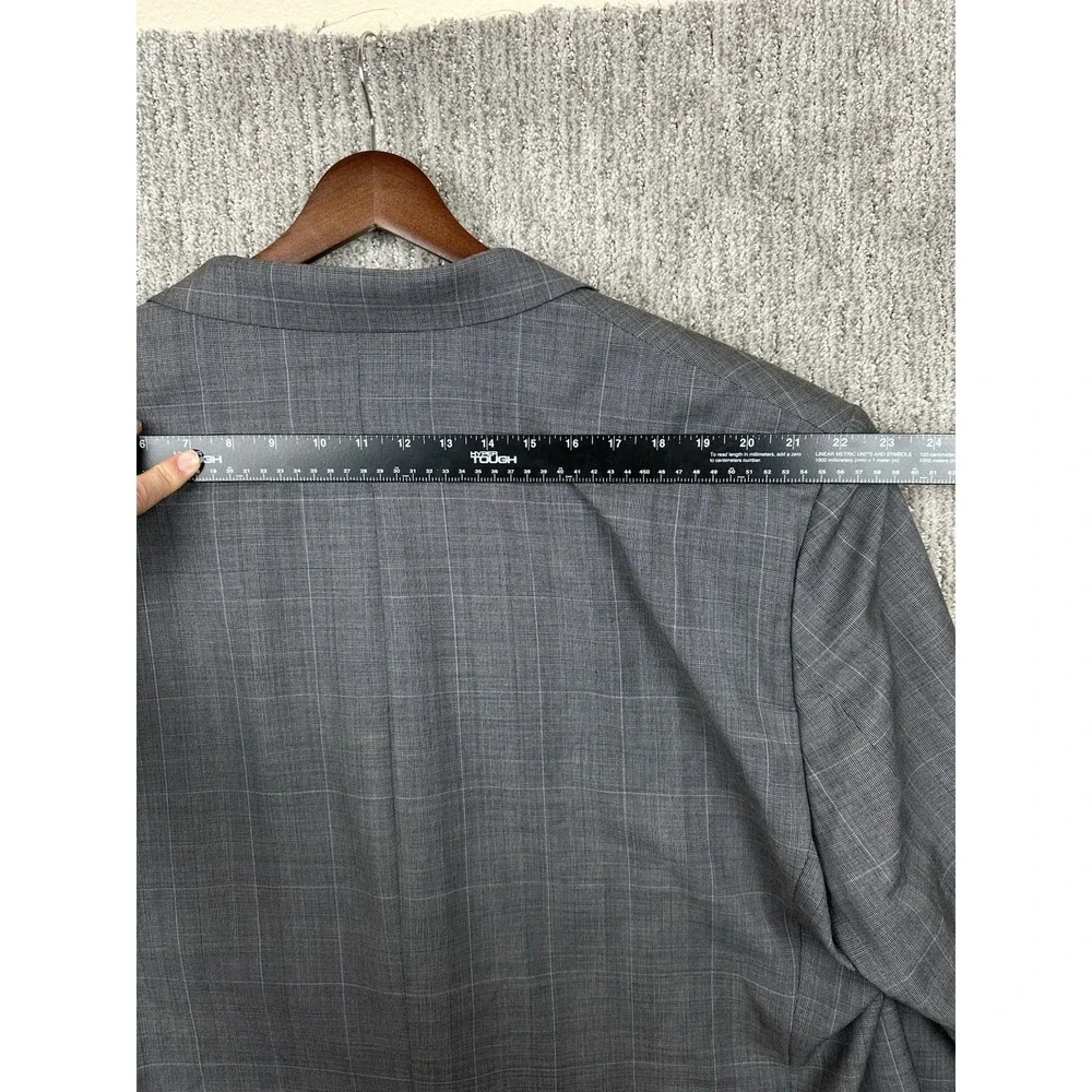 Lauren Ralph Lauren Blazer Mens Size 52R Gray Windowpane Plaid Suit Jacket Wool
